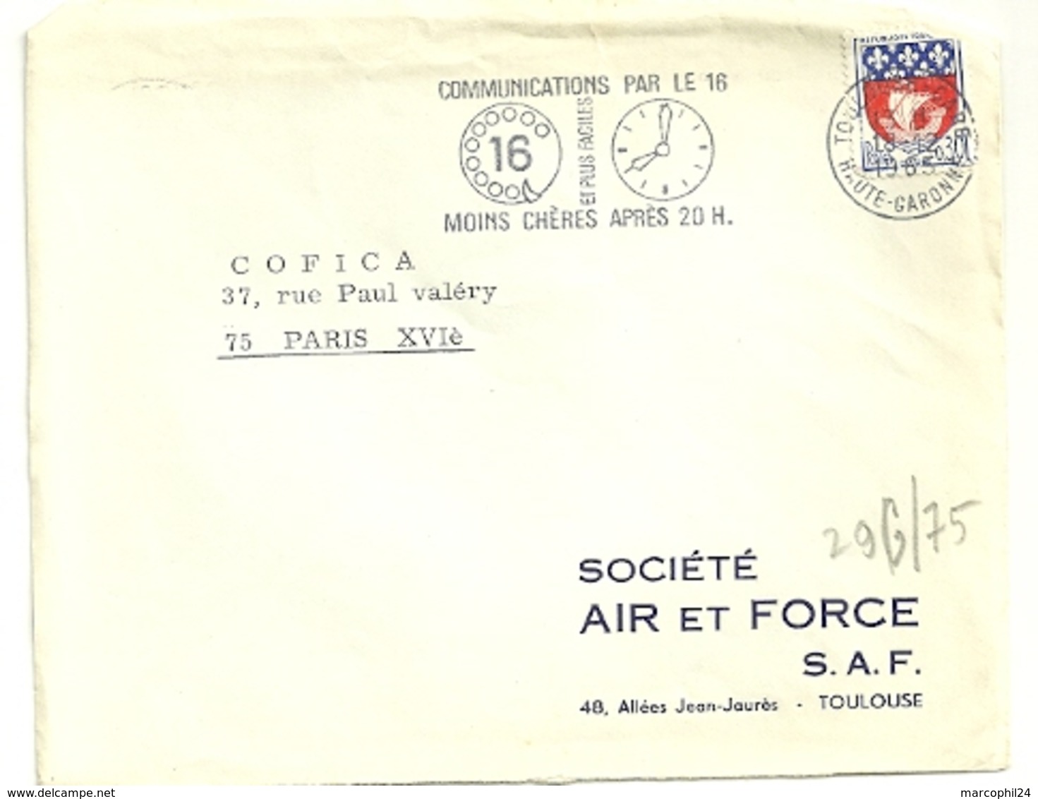 GARONNE / Hte - Dépt N° 31 = TOULOUSE GARE 1965 = FLAMME Non Codée = SECAP  Illustrée ' COMMUNICATIONS PAR 16  ' - Mechanical Postmarks (Advertisement)