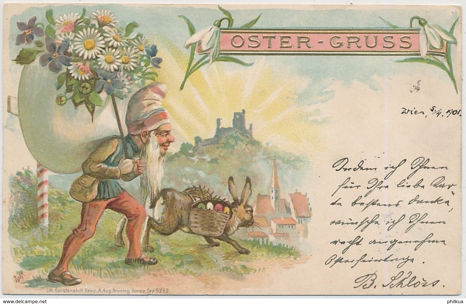 CARTE EN RELIEF - PRÄGEKARTE - Osterhase - Easter Bunny - Lapin De Pâques - Stempel Baden 1 N. Ö. Bestellt - Pascua