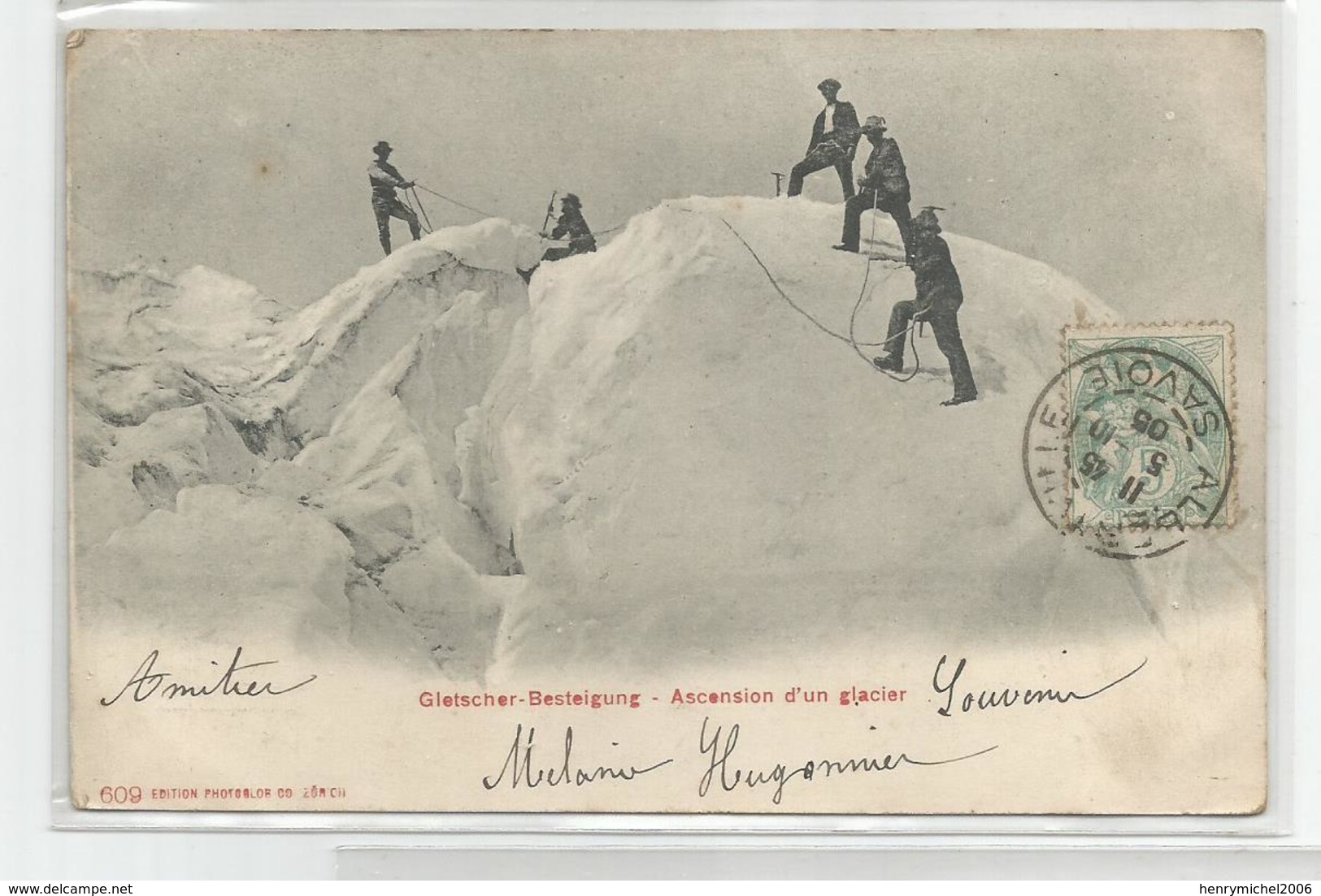 Cpa Ascension D'un Glacier Guide Alpinistes Cachet Albertville 73 Savoie Ed Photoglob Zurich 609 - Zu Identifizieren