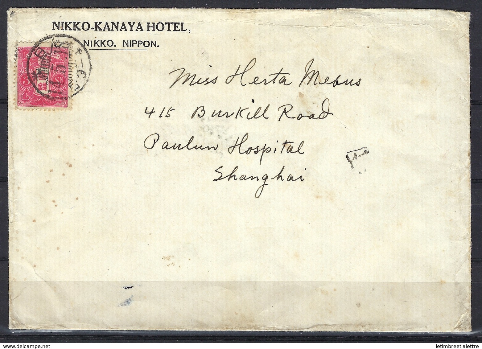 ⭐ Asie - Nikko - Japon - Pour Shanghai - Chine - Le 14 / 05 / 1918 - Lettre à Entête Nikko - Kanaya Hotel  ⭐ - Storia Postale