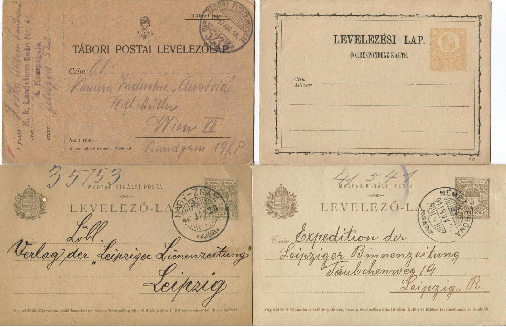 Kl. Lot GS Ungarn 1874-1917, Gestpl., Dab.interess.Stpl. - Postal Stationery