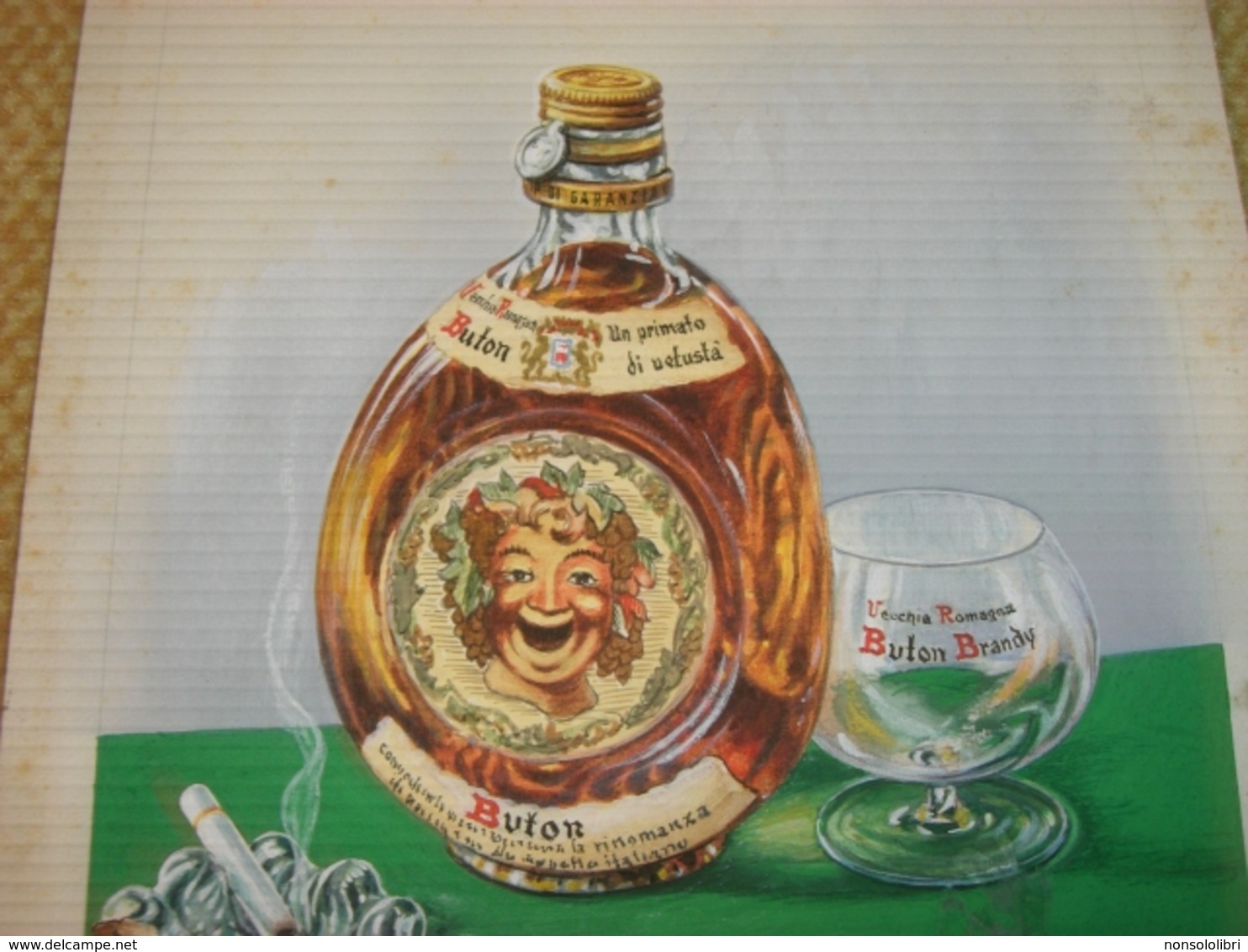 BOZZETTO ORIGINALE A TEMPERA PUBBLICITARIO LIQUORE VECCHIA ROMAGNA BUTON BRANDY - Signs