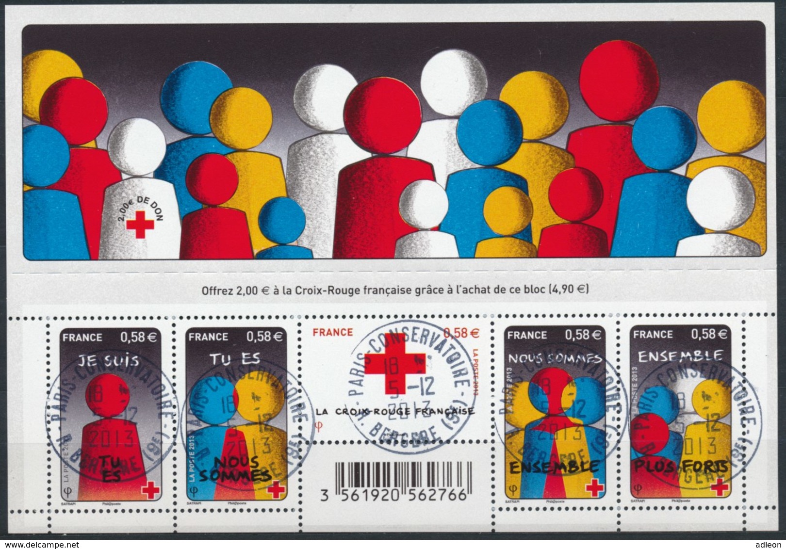 France - Croix-Rouge 2013 / Le Feuillet YT F4819 Obl. Cachet Rond Manuel - Oblitérés