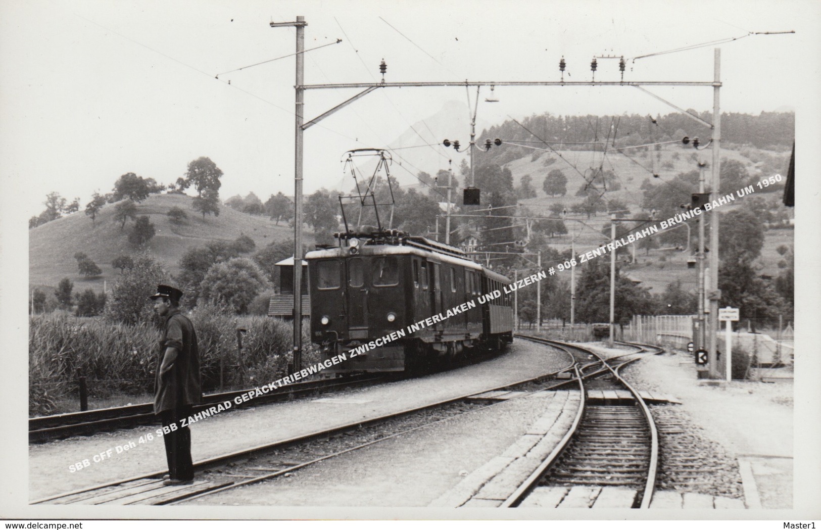 SBB CFF Deh 4/6 SBB ZAHNRAD GEPÄCKTRIEBWAGEN ZWISCHEN INTERLAKEN UND LUZERN # 906 ZENTRALBAHN BRÜNIG BAHN UM 1950 - Trains