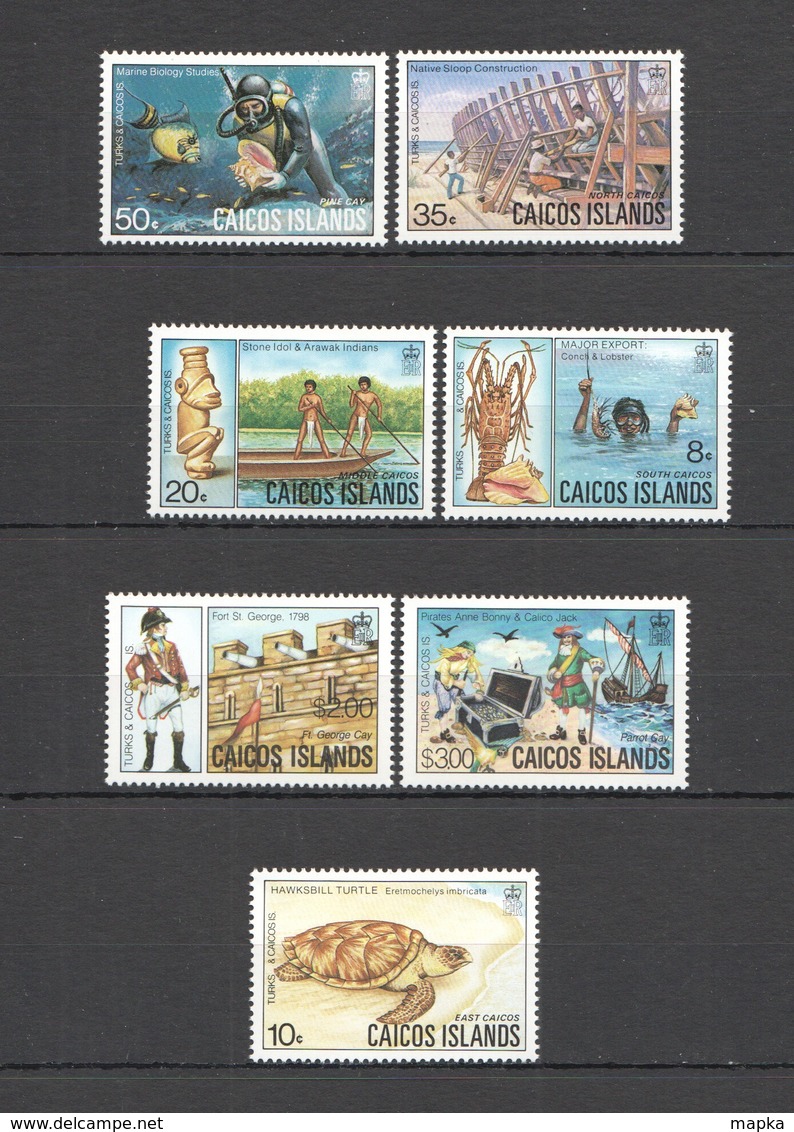 B349 1983 CAICOS ISLANDS FAUNA MARINE LIFE SHIPS #15-21 MICHEL 22 EURO SET MNH - Meereswelt