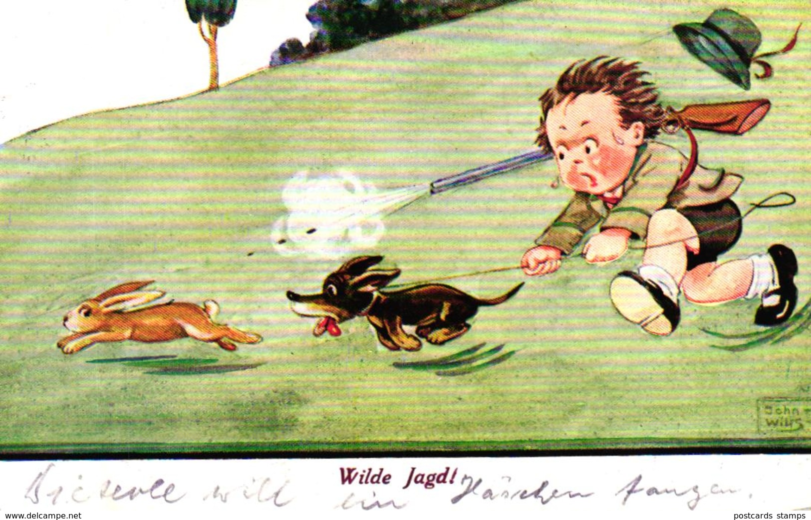 Jagd, Junge Als Jäger, Dackel, Hase, "Wilde Jagd", 1941 - Andere & Zonder Classificatie