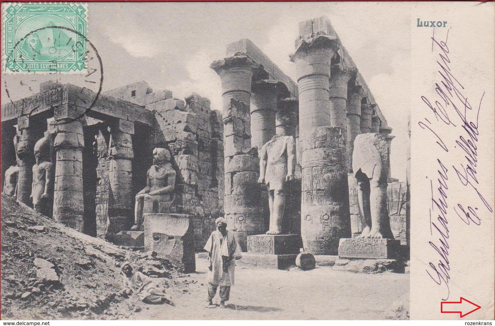 Egypte Egypte Egipto Egitto Luxor Theve Thebes Temple Animee Old Postcard CPA 1906 - Luxor