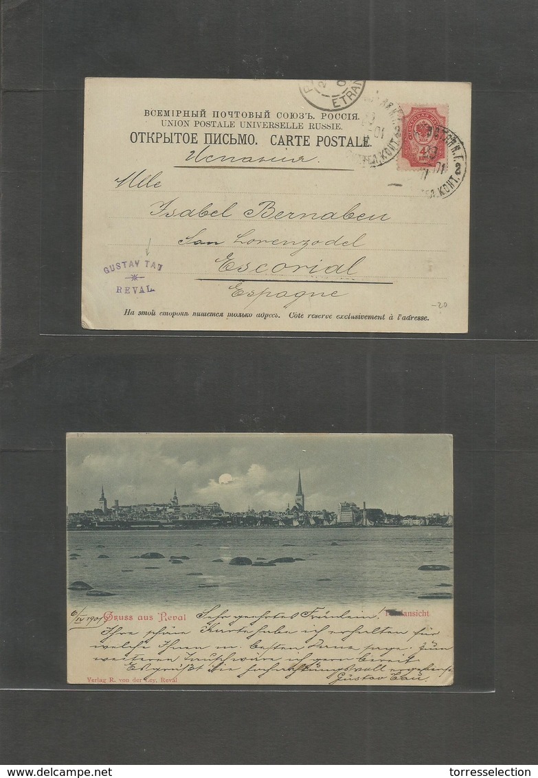 RUSSIA. 1901 (2 Feb) Reval, Latvia - Spain, Escorial. Fkd Pc. Better Origin / Dest. - Otros & Sin Clasificación