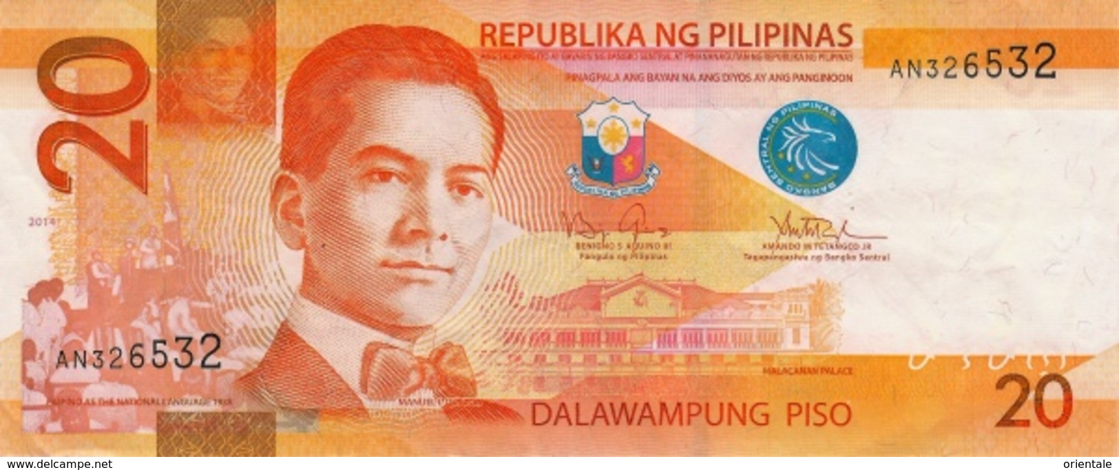 PHILIPPINES P. 206a 20 P 2014 UNC - Philippines