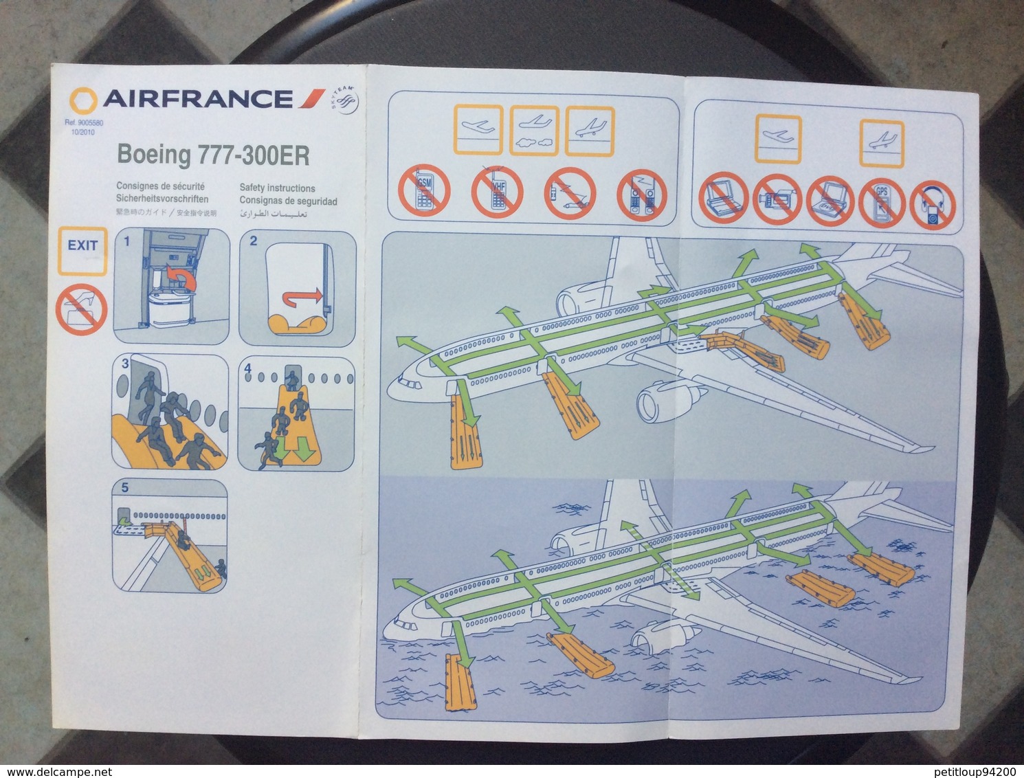 CONSIGNES DE SECURITE / SAFETY CARD  *Boeing B777-300 ER  AIR FRANCE - Scheda Di Sicurezza