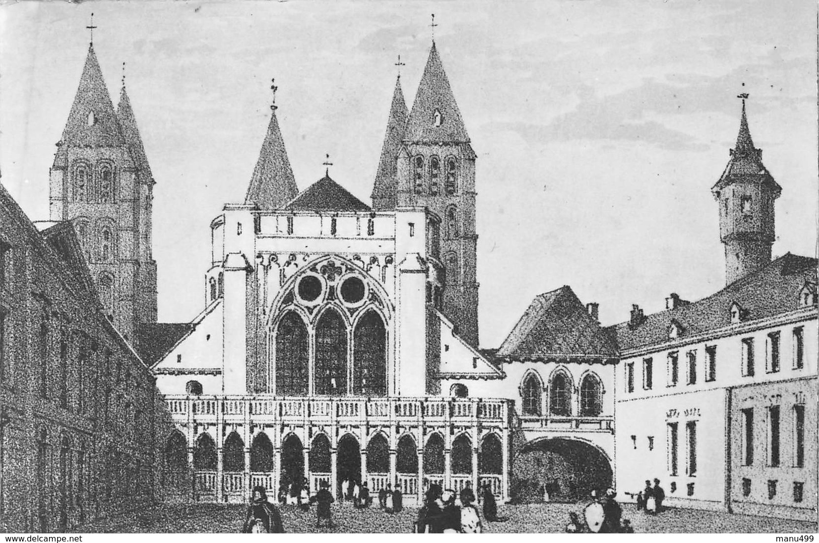 Tournai - Photo Jules Messiaen - Place De L'Evêché Au XIXè Siècle - Dessin - Tournai