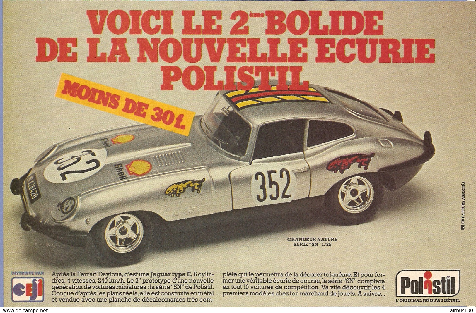 COUPURE De PRESSE PUB - PUBLICITÉ MINIATURE 1/25 ème POLISTIL JAGUAR TYPE E - BOLIDE De La NOUVELLE ÉCURIE - SHELL - Polistil