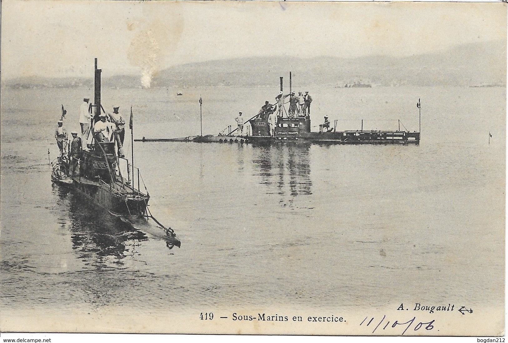 1906 - Marine Francaise,  Sous-Marins En Exercice, Gute Zustand, 2 Scan - Krieg