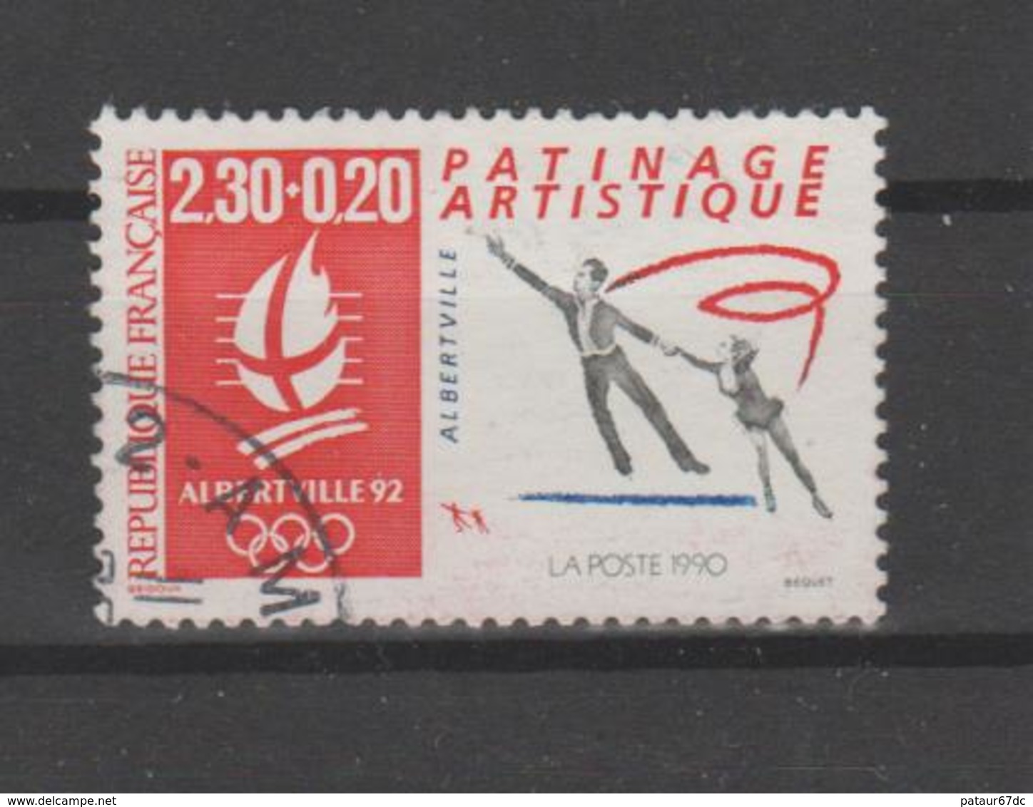 FRANCE / 1990 / Y&T N° 2633 : "JO Albertville" (Patinage Artistique) De Feuille - Choisi - Cachet Rond - Oblitérés