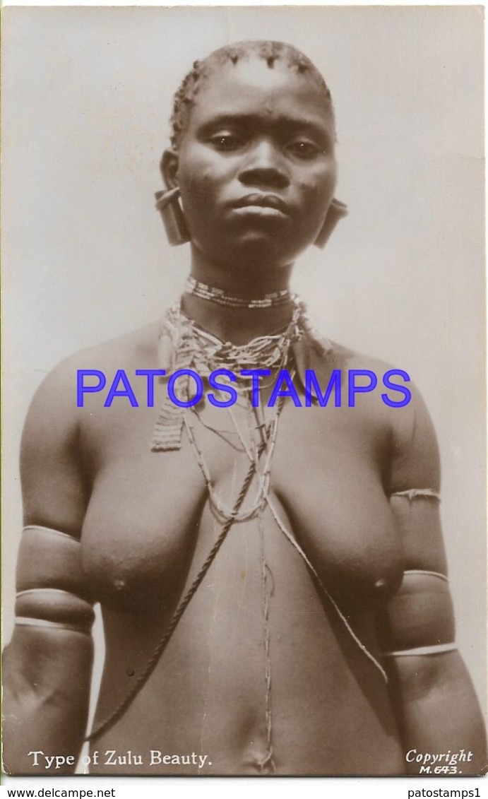 128606 SOUTH AFRICA KwaZulu-Natal COSTUMES NATIVE ZULU WOMAN SEMI NUDE POSTAL POSTCARD - Sin Clasificación