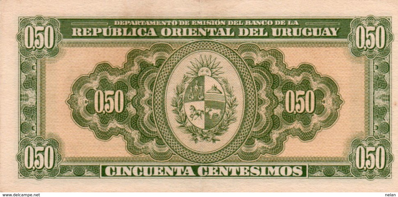 URUGUAY 50 CENTESIMOS  1939  P-34 XF - Uruguay