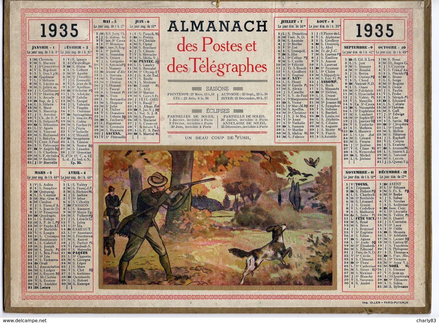 LOT  DE  5  CALENDRIERS  ALMANACH  DES  POSTES  N2 - Grand Format : 1921-40