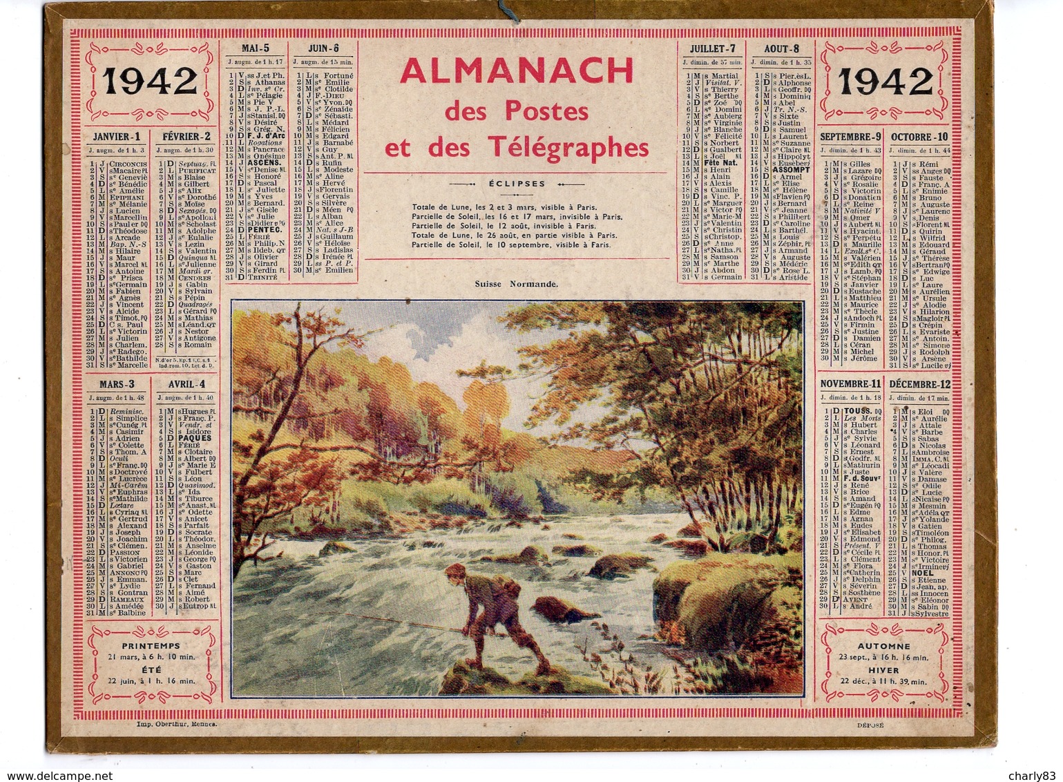 LOT  DE  5  CALENDRIERS  ALMANACH  DES  POSTES  N2 - Grand Format : 1921-40