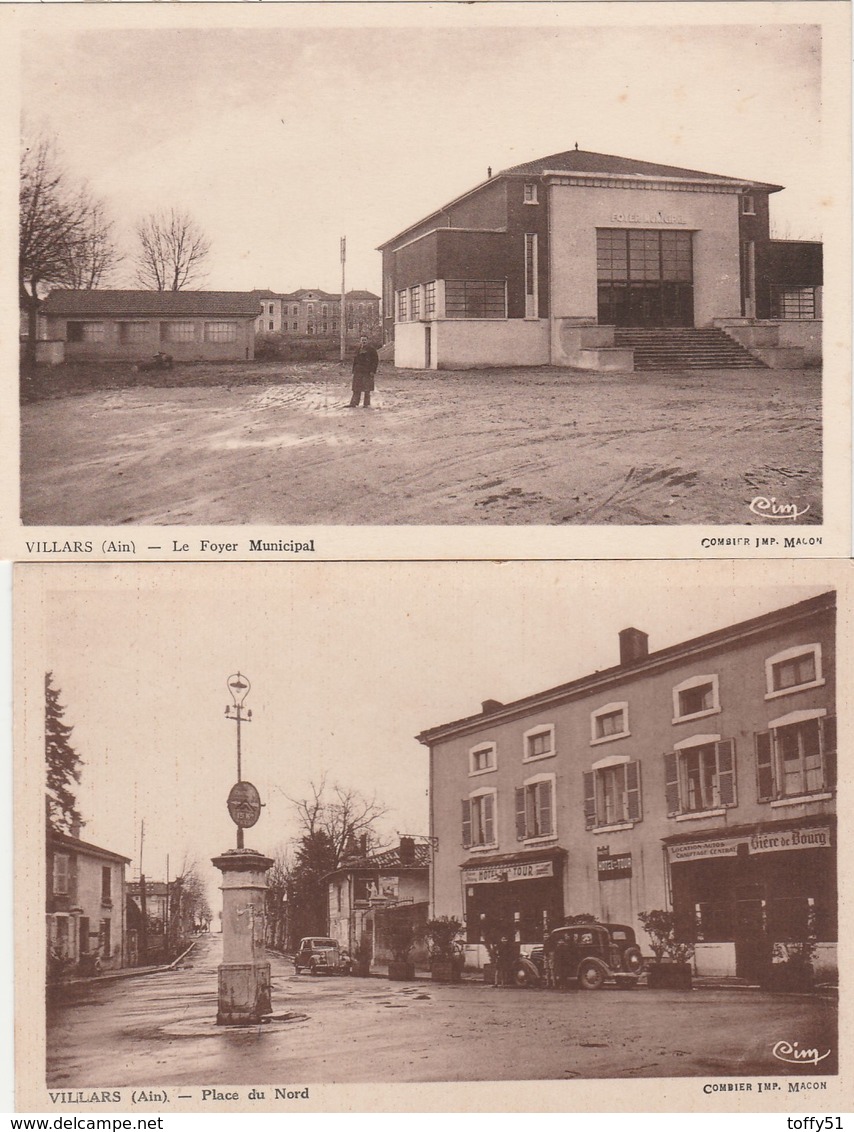 2 CPA:VILLARS (01) HÔTEL DE LA TOUR PLACE DU NORD,FOYER MUNICIPAL - Sin Clasificación