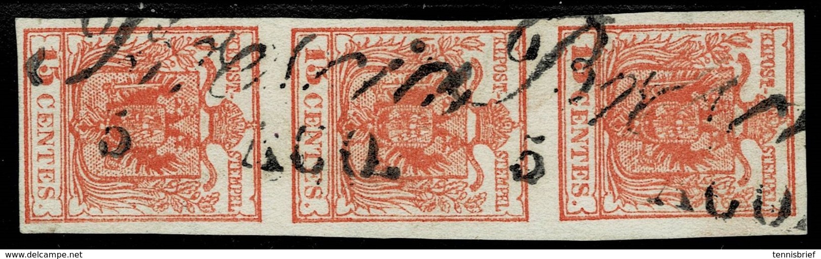 (1850) Lomb. Ven. , 3er Streifen , Ank. € 180.-   , A2930 - Gebraucht