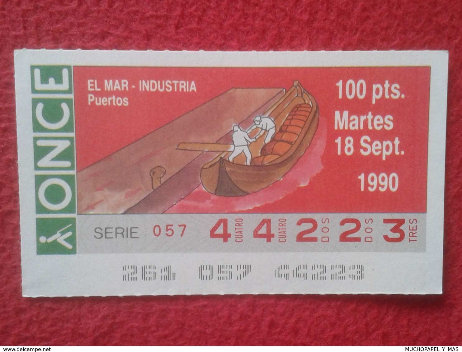 CUPÓN DE ONCE LOTTERY SPAIN LOTERÍA ESPAÑA ESPAGNE EL MAR THE SEA LA MER 1990 PUERTOS PORTS PORT HARBOUR HARBOURS....VER - Billetes De Lotería