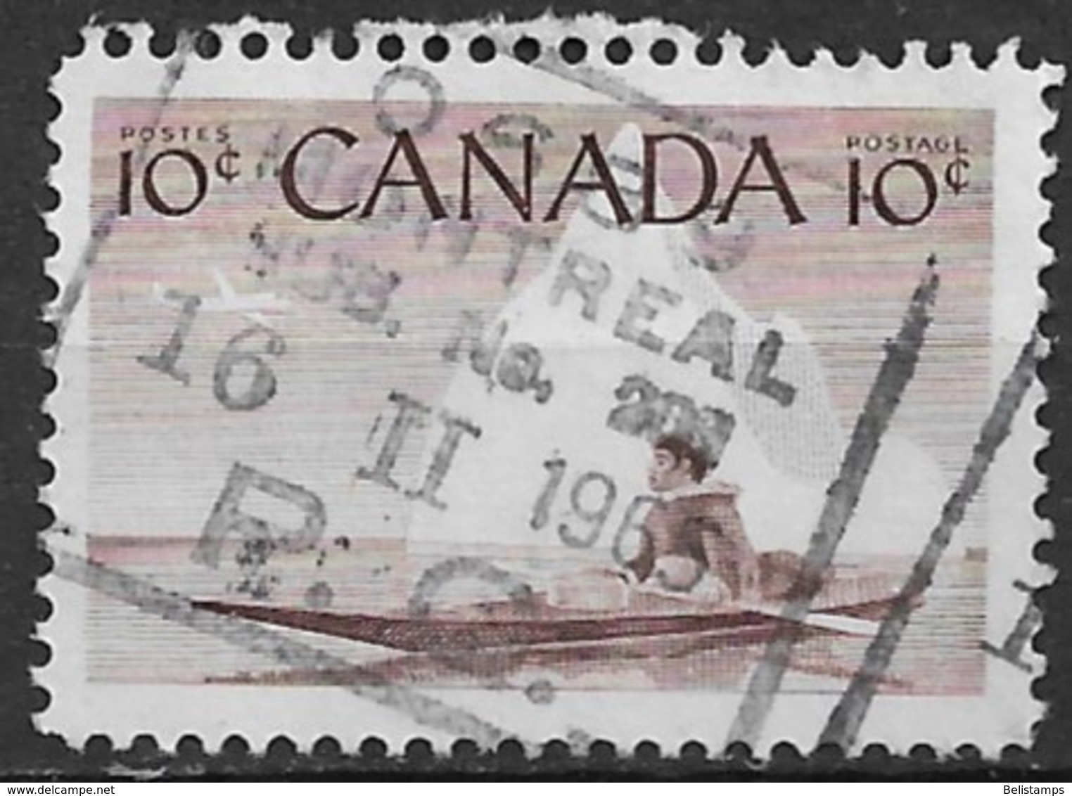 Canada 1955. Scott #351 (U) Eskimo And Kayak ** Complet Issue - Gebruikt