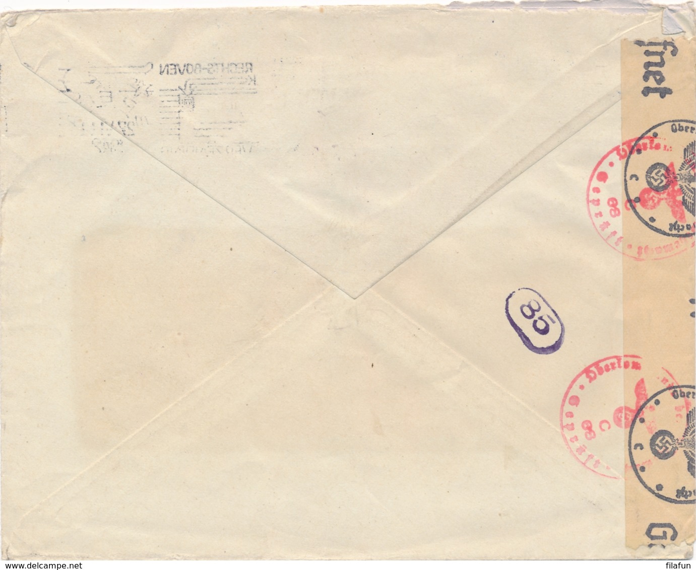 Nederland - 1942 - 12,5 Cent Tralieopdruk Op Censored Business Cover Van Breda - Lettres & Documents