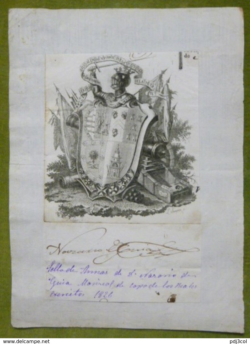 Ex-libris Ou Illustration Héraldique Avec Signature - ESPAGNE - NARAVIO DE EGUIA - 1826 - Ex-libris