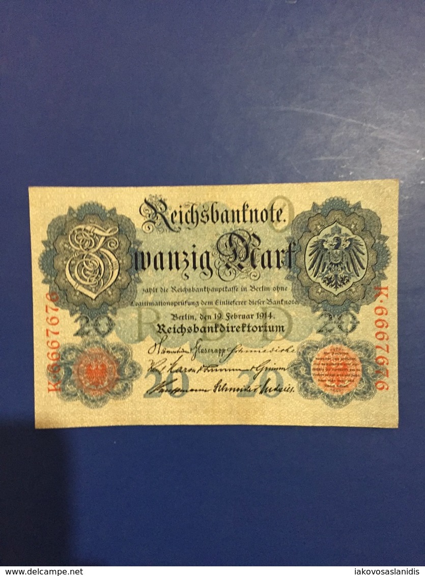 GERMANY  BANKNOTE 20 MARK 1914 UNC - 20 Mark