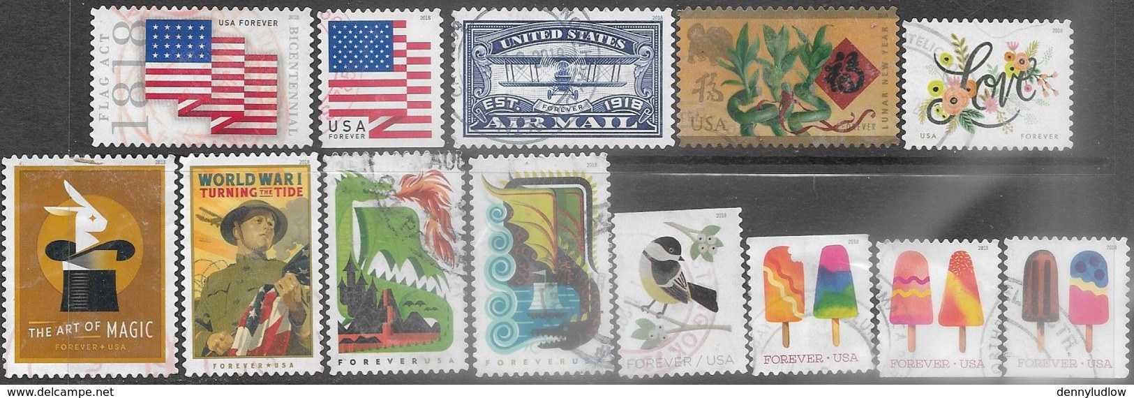 US  2018    13 Diff Used - Used Stamps