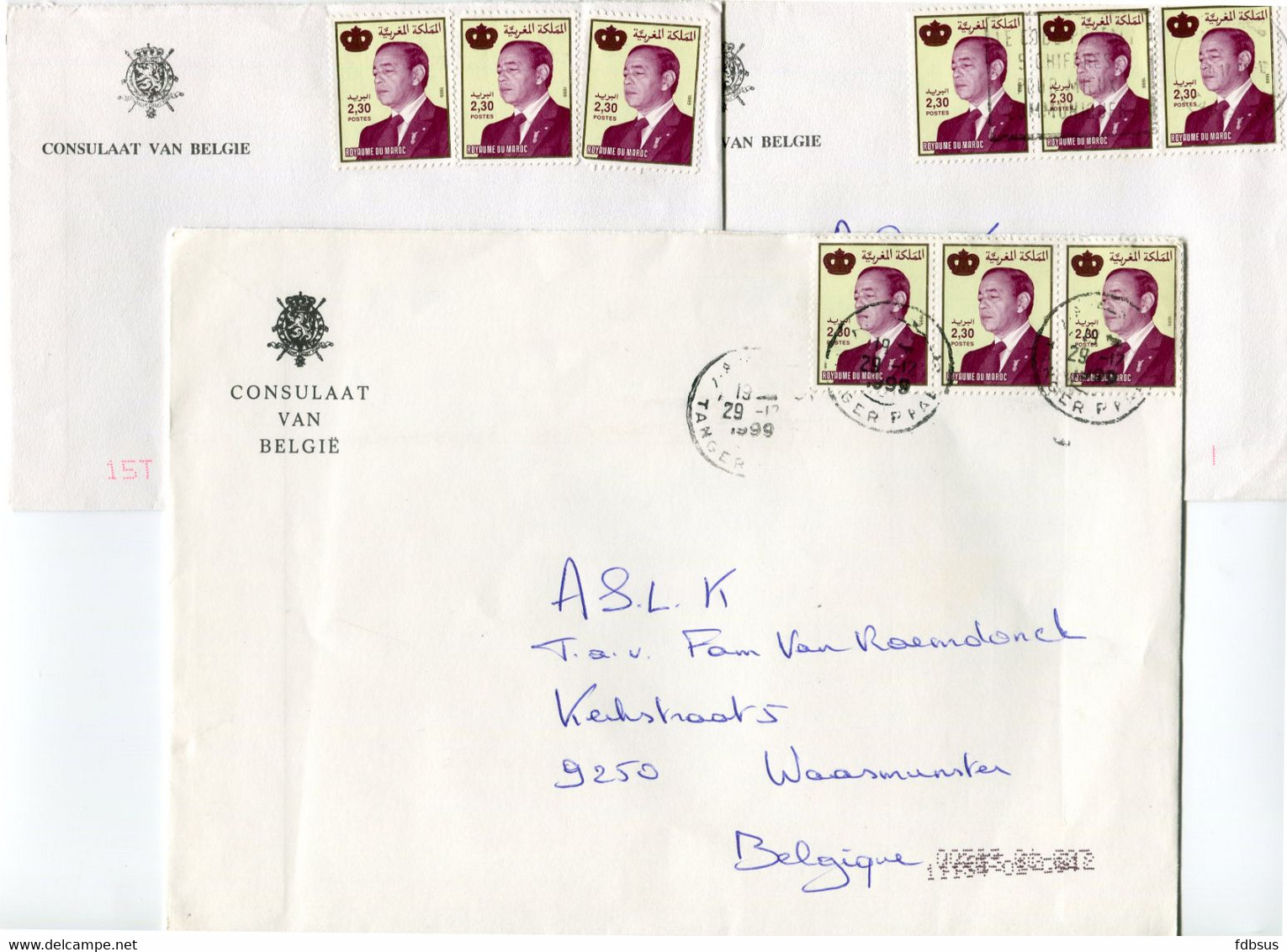1 Lot covers (12) Belgian Consulate Embassy Tanger - Ministère - Registered  + stamps + on fragment  - Check scans