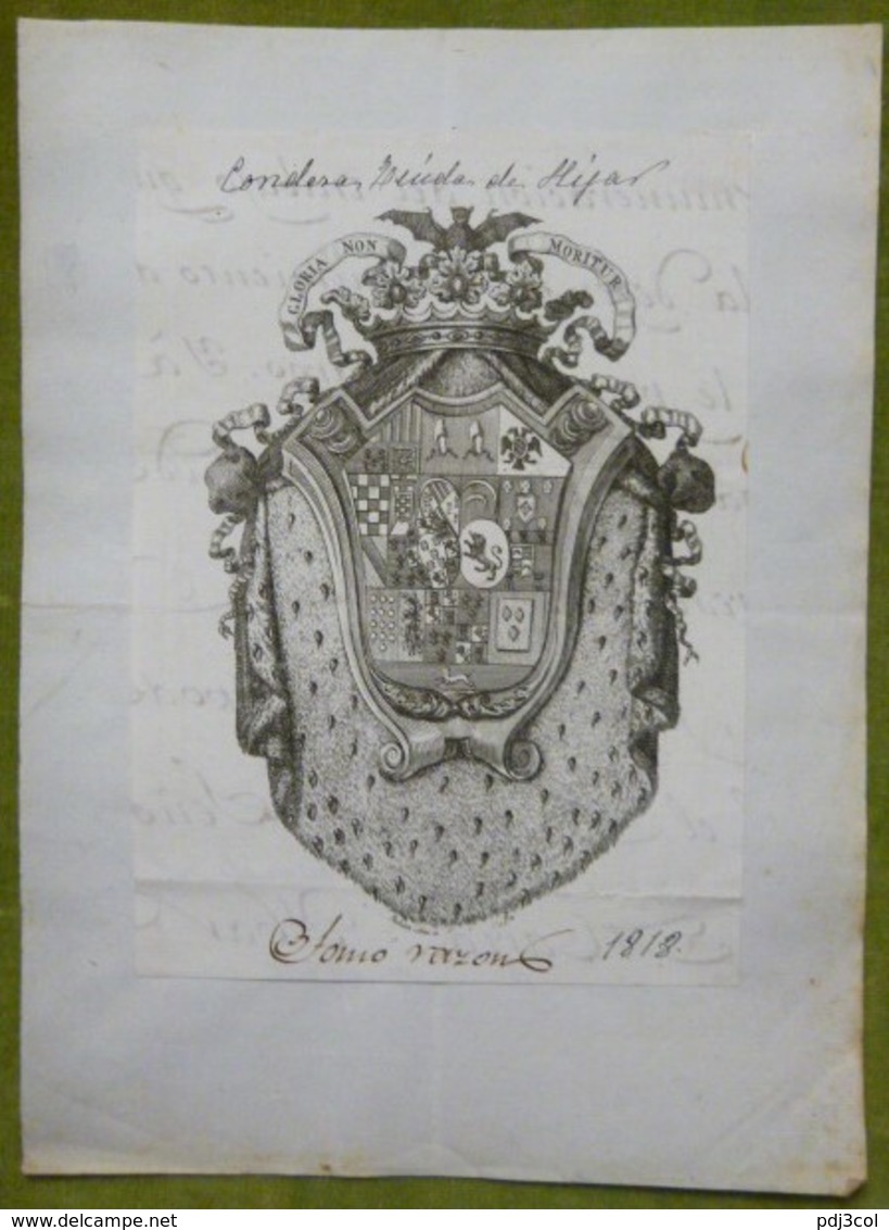 Ex-libris Ou Illustration Héraldique - ESPAGNE - Signé TONIO RAZON ? - 1818 - Ex-libris