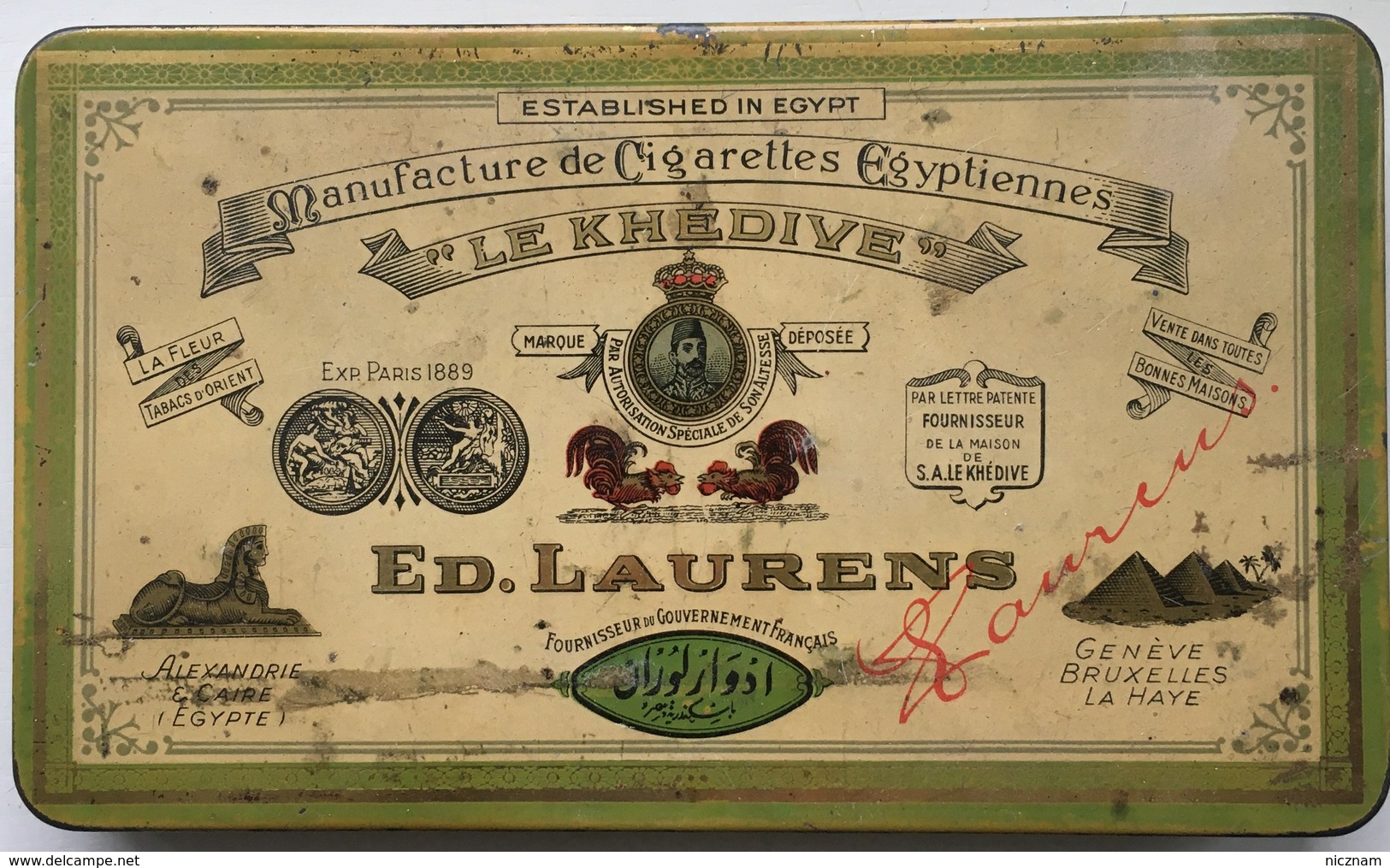 Boite Métal Cigarettes Egyptiennes Le Khedive Ed. Laurens - Schnupftabakdosen (leer)