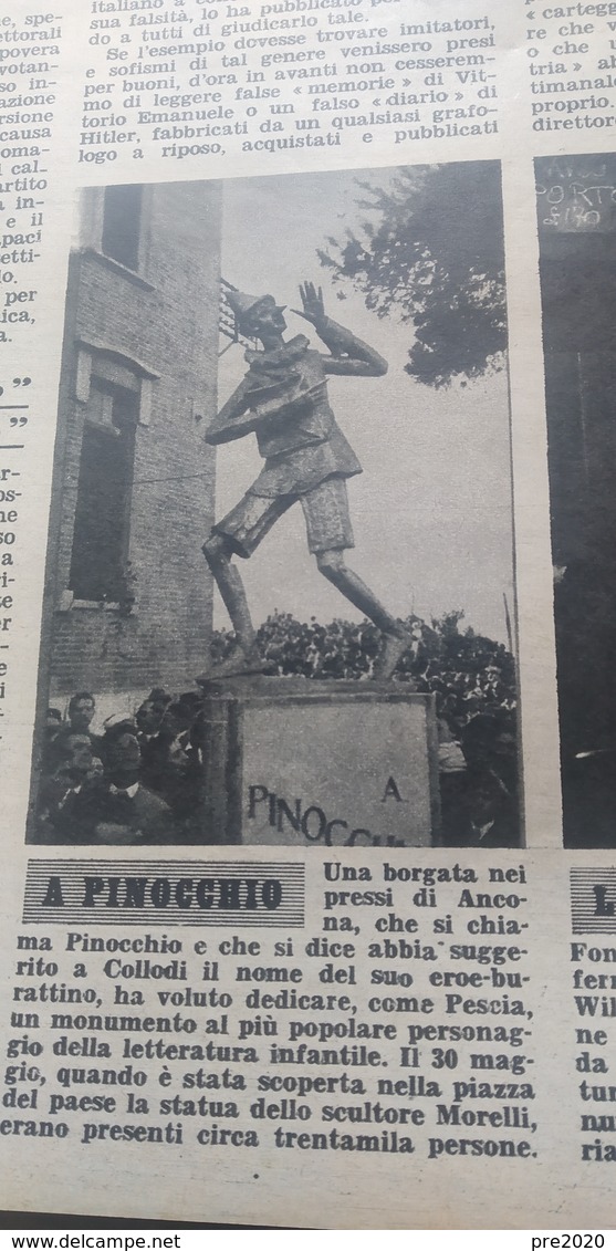 SETTIMANA INCOM 1954 PINOCCHIO ANCONA FRANCESCO BORRELLO EROE BATTIPAGLIA AVENZA GALTELLI' BITONTO - Other & Unclassified