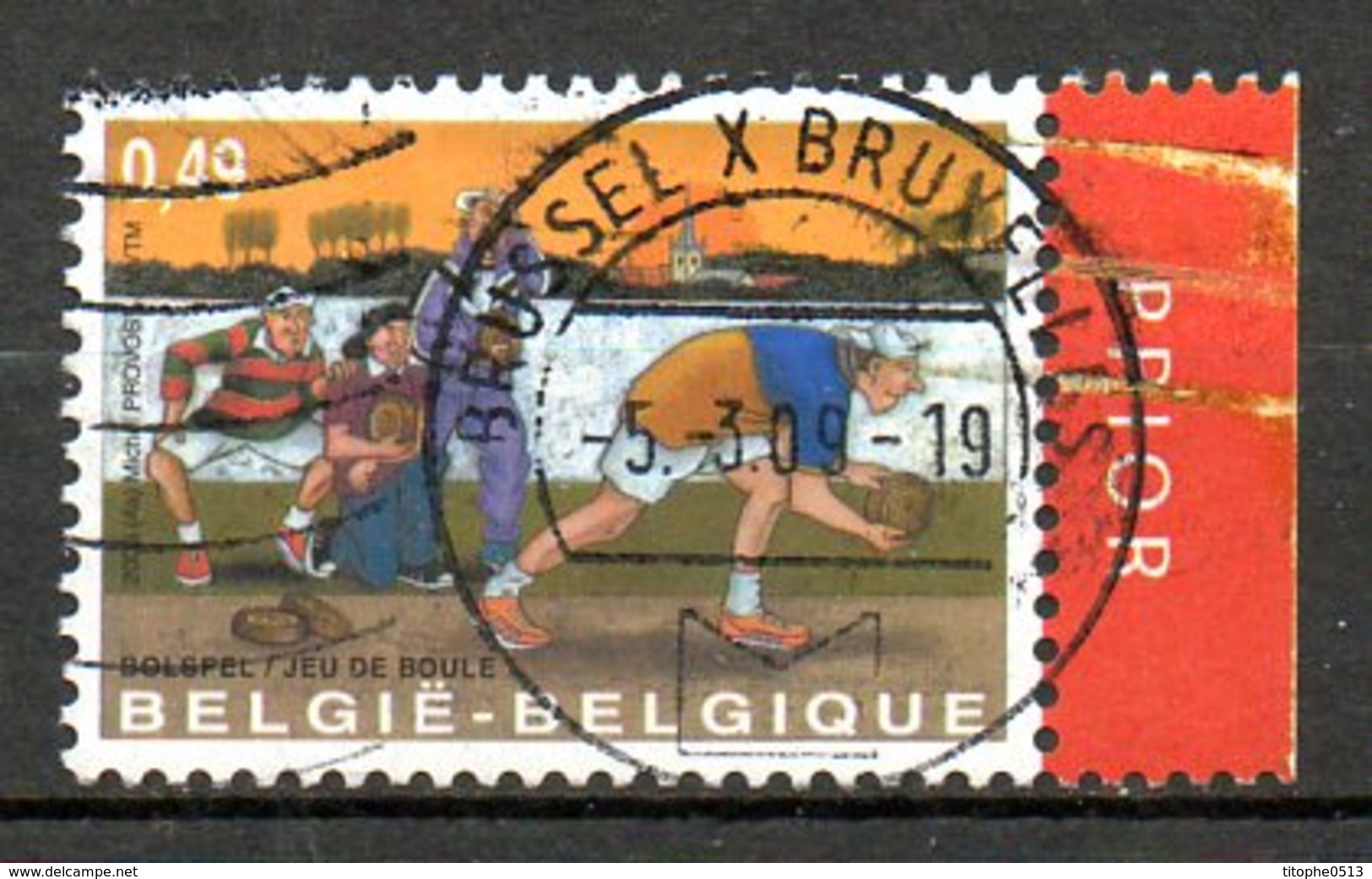 BELGIQUE. Timbre Oblitéré De 2003. Jeu De Boules. - Pétanque