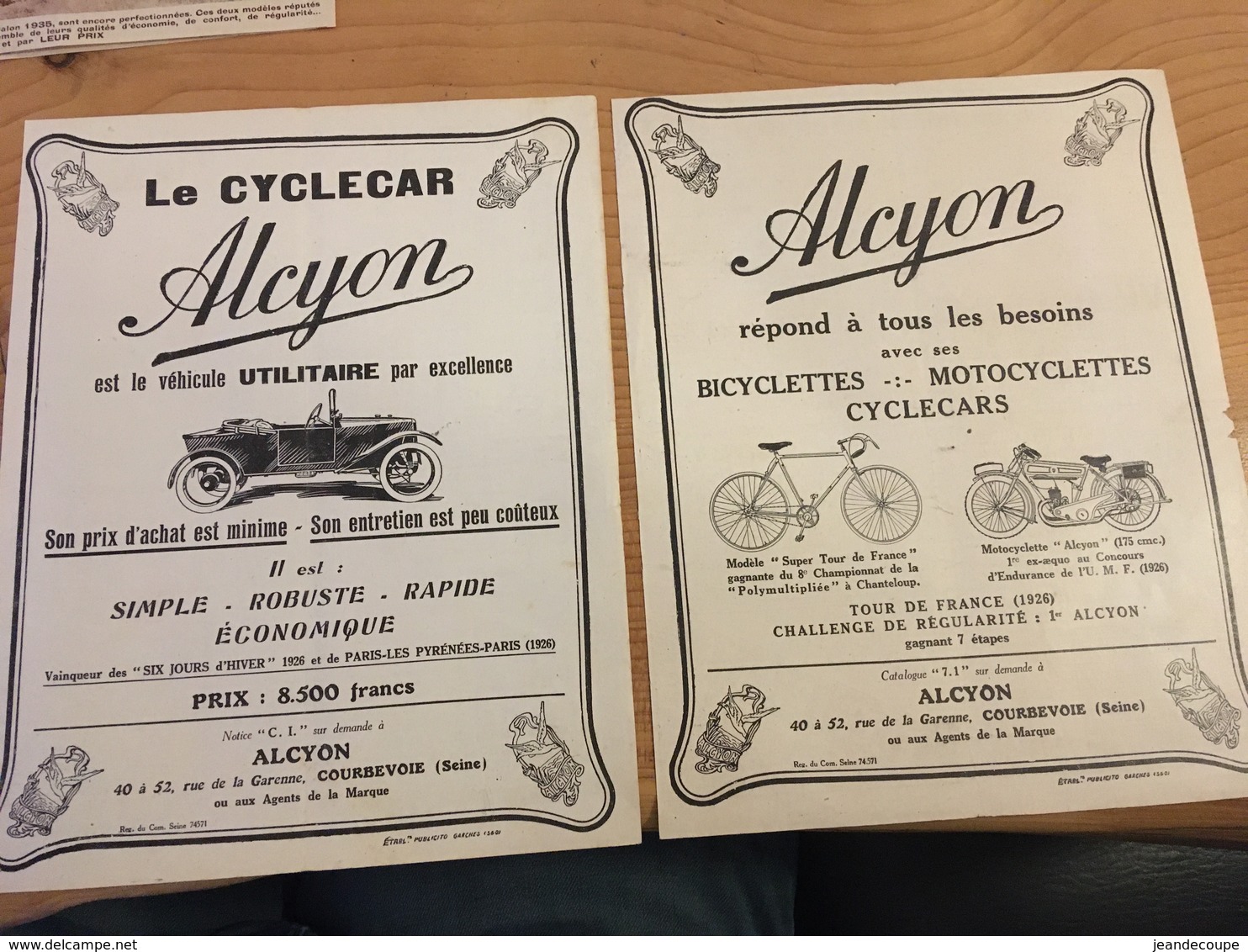 Pub - Publicité - Auto - Moto - Vélo - Alcyon - 1935 - - Pubblicitari