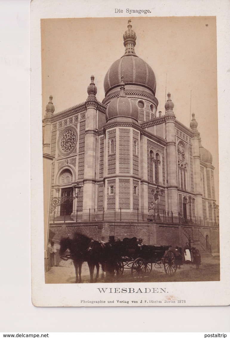WIESBADEN DIE SYNAGOGE PLATZ J F STIEHM BERLIN  JUDAICA - JEWISH - SYNAGOGUE 16*11CM CABINET PHOTOGRAPHS - Ancianas (antes De 1900)