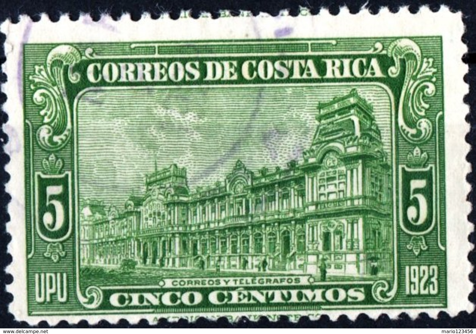 COSTA RICA, CONGRESSO POSTALE, UPU, 1923, 5 C. FRANCOBOLLO USATO   Mi:CR 111, Scott:CR 120, Yt:CR 119 - Costa Rica