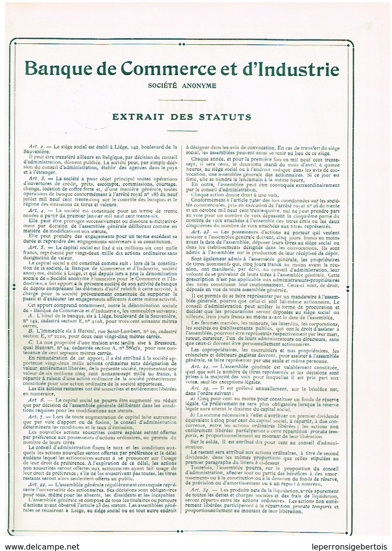 Ancienne Action - Banque  De Commerce Et D'Industrie - Titre De 1935 - N°05540 - Banque & Assurance