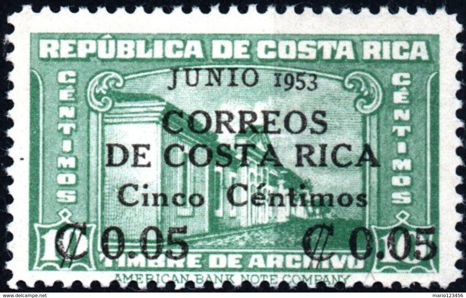 COSTA RICA, UNIVERSITA, 1953, 5 C. On 10 C., FRANCOBOLLO NUOVO (MLH*)   Mi:CR 490, Scott:CR 257, Yt:CR 243 - Costa Rica