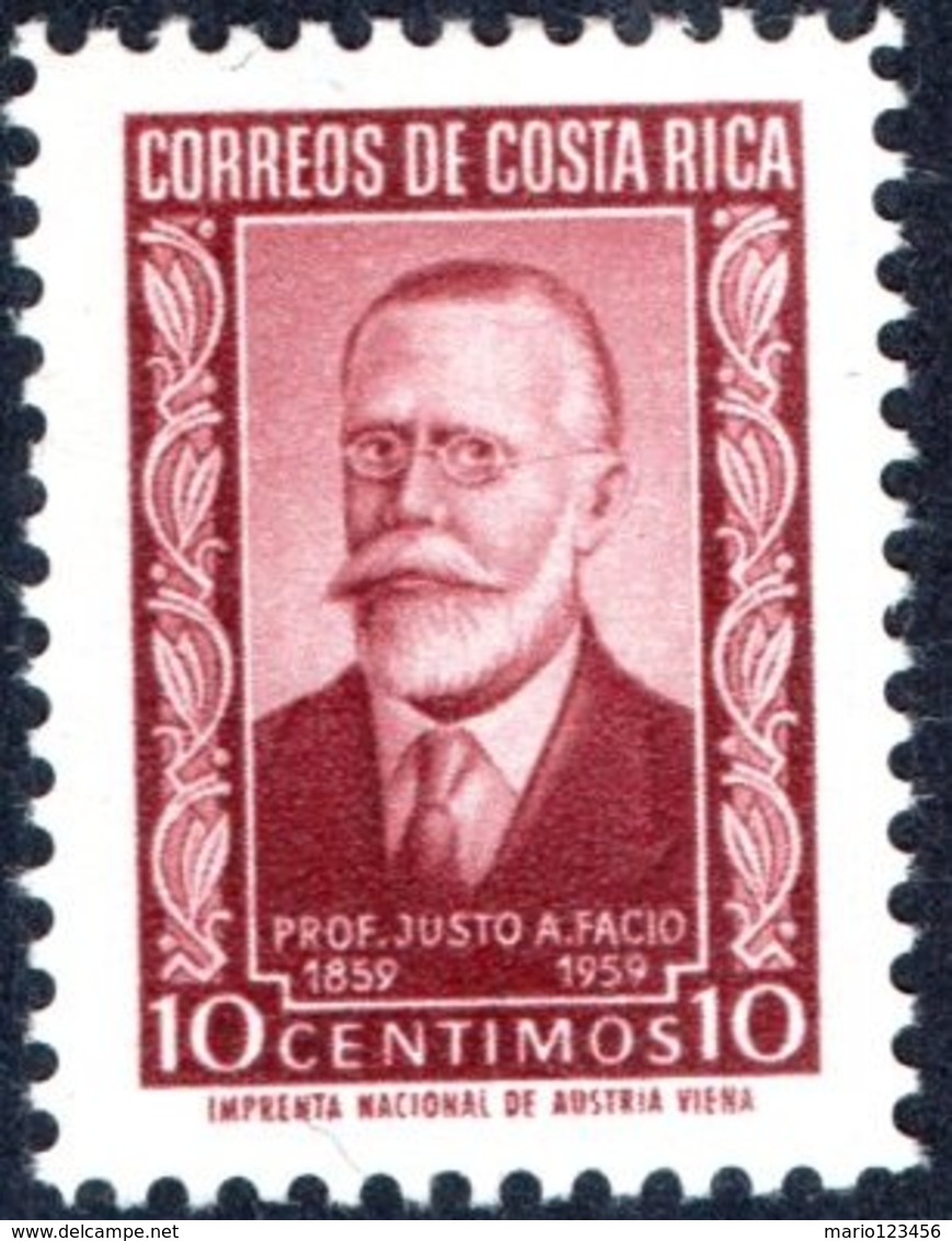 COSTA RICA, COMMEMORATIVO, JUSTO FACIO, 10 C., FRANCOBOLLO NUOVO (MLH*)   Mi:CR 558, Scott:CR 261, Yt:CR 251 - Costa Rica