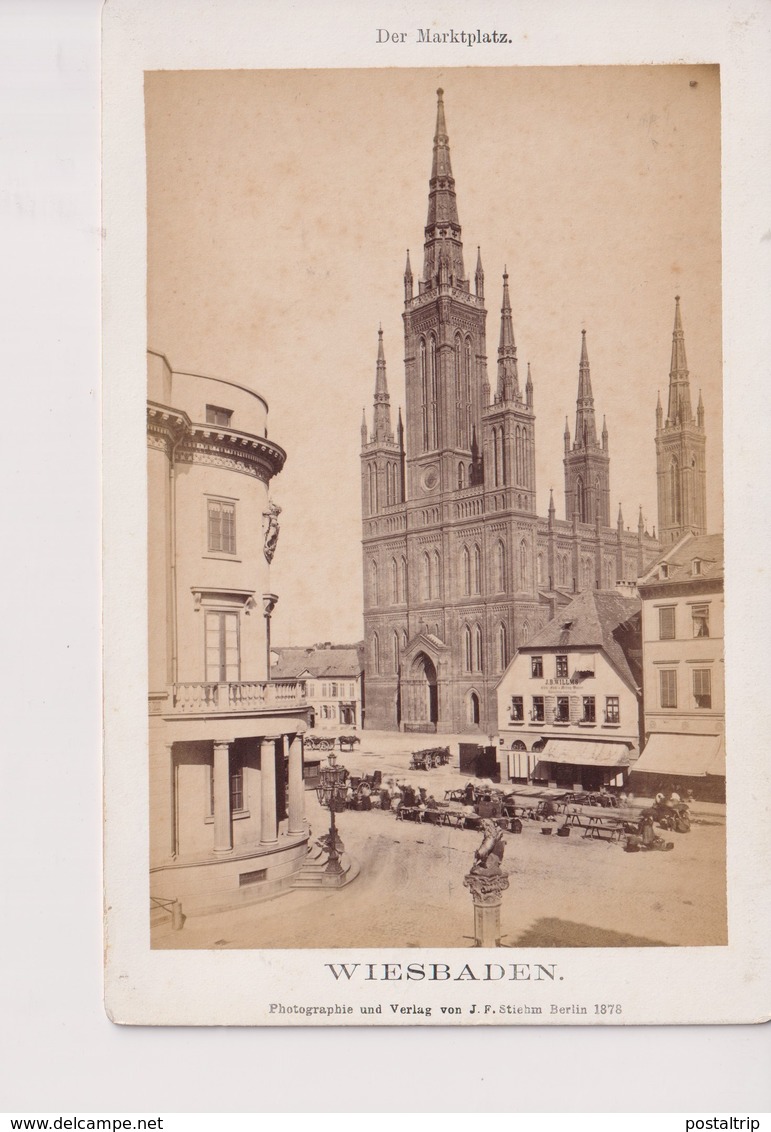 WIESBADEN DER MARKTPLATZ  PLATZ J F STIEHM BERLIN   16*11CM CABINET PHOTOGRAPHS - Ancianas (antes De 1900)