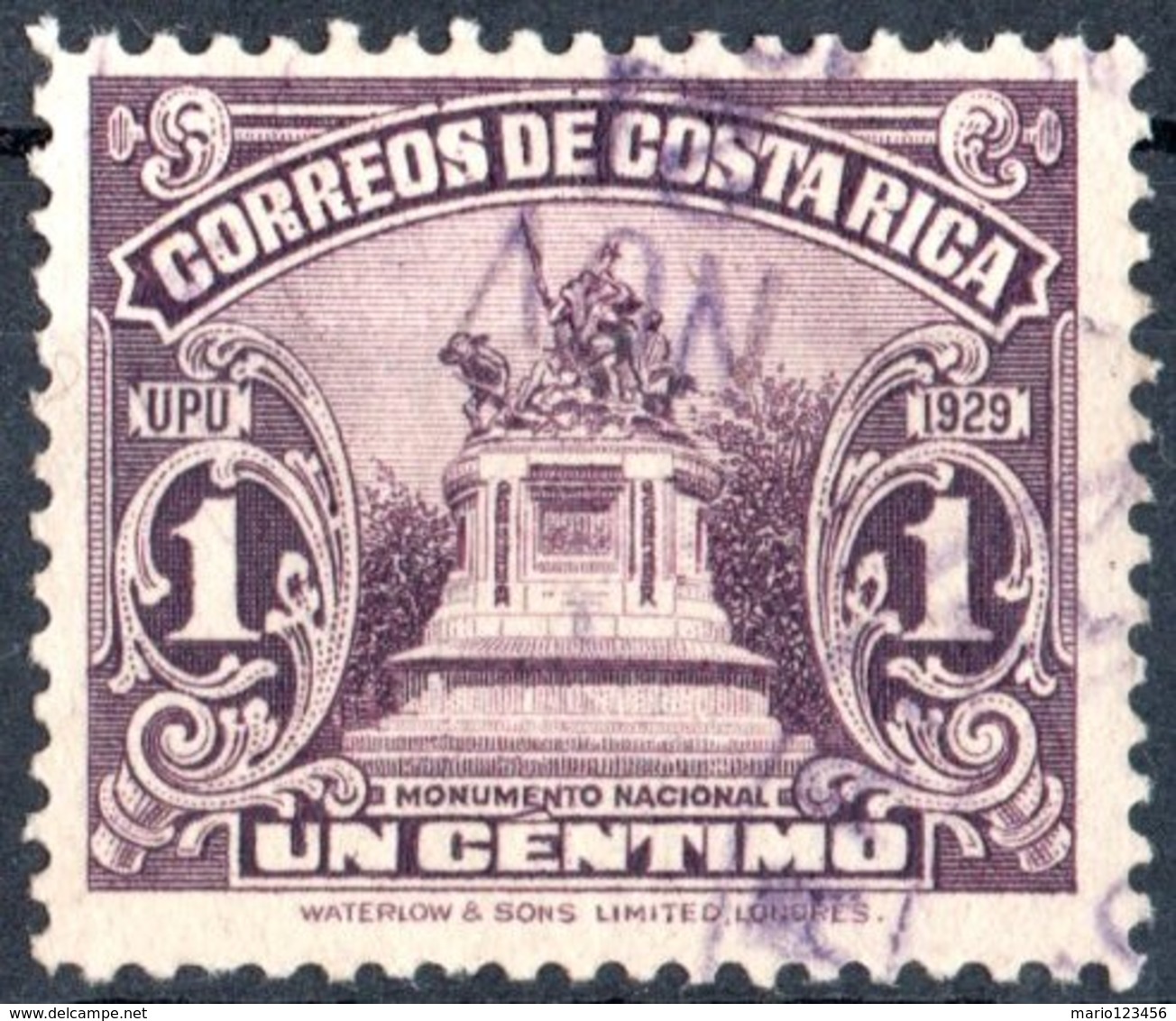 COSTA RICA, CENTENARIO UPU, 1930, 1 C., FRANCOBOLLO USATO   Mi:CR 144, Scott:CR 151, Yt:CR 49A - Costa Rica