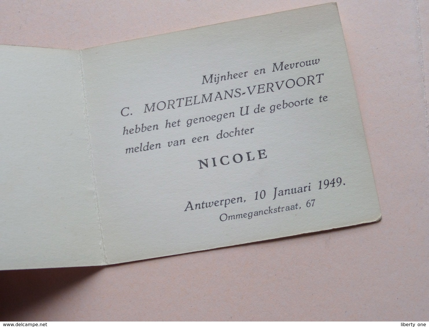 NICOLE Dochter Van C. Mortelmans-Vervoort Te ANTWERPEN Op 10 Januari 1949 ! - Naissance & Baptême