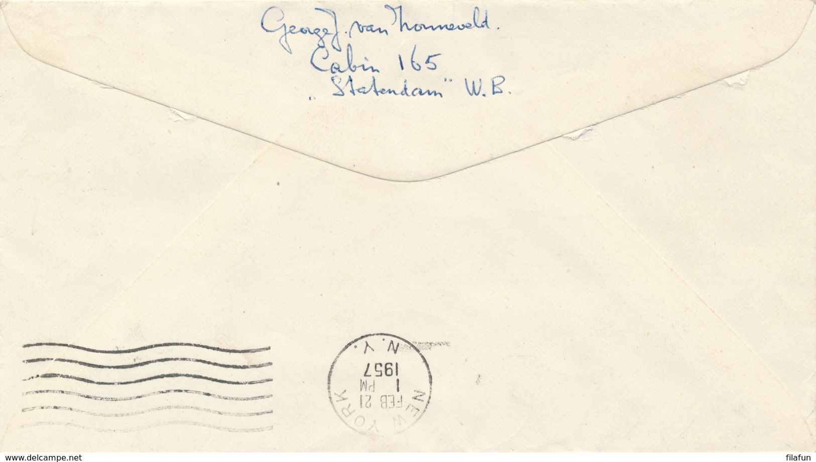 Nederland - 1957 - Kindserie Met Maiden Voyage SS Statendam Van New York Naar Sassenheim - Postagent Etc / 8 - Lettres & Documents