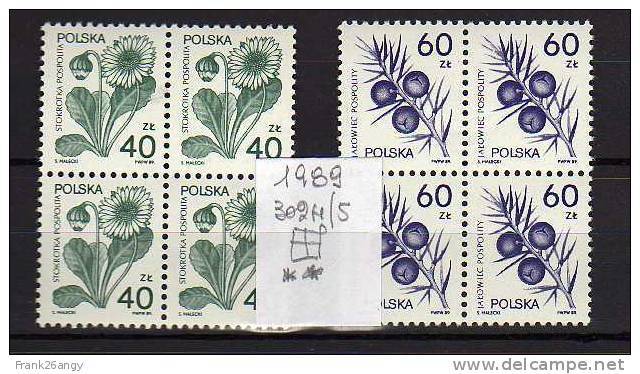 POLONIA - 1989 - Medical Plants - Mi. 3214/5 - Yv.3024/5 Serie Cpl. 2v. In Belle Quartine Nuovi** - Ongebruikt