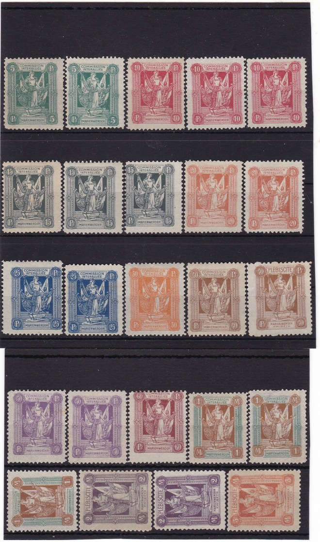 # Z.11029 Germany, Marianwerder 1920 Incomplete Set (x), MLH, Michel 1 - 9, 11 - 13, Some Copies: Definitive Issue - Autres & Non Classés