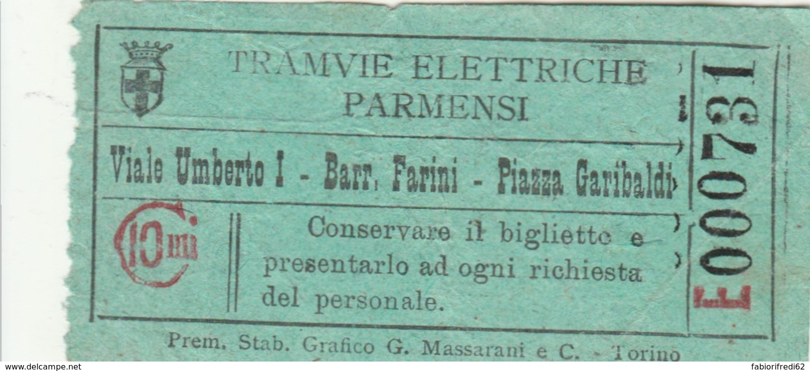 BIGLIETTO TRAMVIE ELETTRICHE PARMENSI C.10 (BY425 - Europa