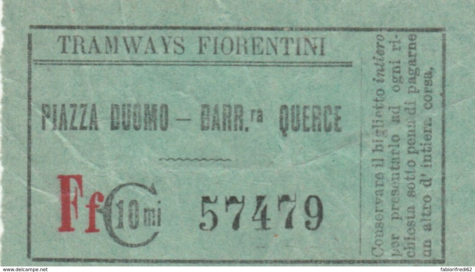 BIGLIETTO TRAMWAYS FIORENTINI C.10 (BY429 - Europa