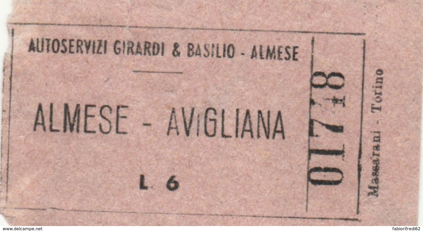 BIGLIETTO BUS ALMESE AVIGILIANA LIRE 6 (BY492 - Europa